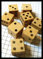 Dice : Dice - 6D - Group of Wood Dice with Black Painted Pips
